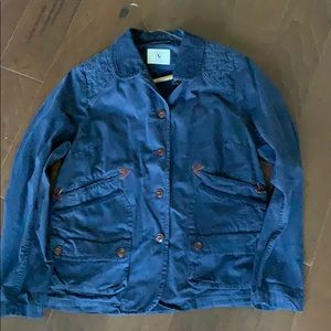 Agile French Barn Coat in Navy & Leather Accents